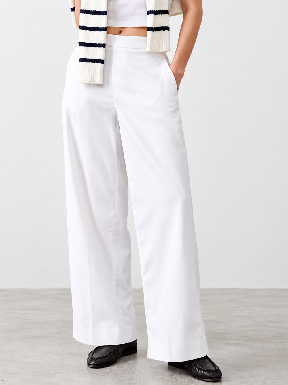 Banana Republic Factory NWT linen blend wide leg high rise white pants, SP